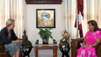 परराष्ट्रमन्त्री डा राणासँग युरोपियन युनियनका राजदूतको शिष्टाचार भेट