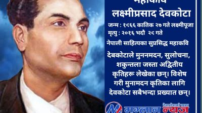 आज महाकवि लक्ष्मीप्रसाद देवकोटाको ११६ औँ जन्मजयन्ती