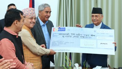 प्रधानमन्त्रीलाई काँग्रेसको ध्यानाकर्षण, उद्धार कोषमा पचास लाख हस्तान्तरण