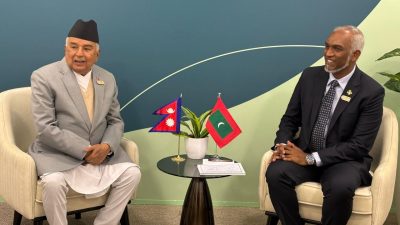 राष्ट्रपति पौडेल र माल्दिभ्सका राष्ट्रपतिबीच बाकुमा भेटवार्ता