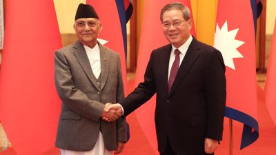 प्रधानमन्त्री ओलीलाई चिनियाँ समकक्षी छ्याङ्द्वारा स्वागत