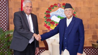 प्रधानमन्त्री ओली र श्रीलङ्कका पूर्व राष्ट्रपति विक्रमासिङ्घेबीच भेटवार्ता