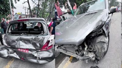 गौशालामा ८ वटा सवारी साधन एक आपसमा ठोक्किए, तीन जना&hellip;