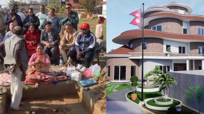 गुण्डुमा ‘ओली कुटी’ निर्माण सुरू, राधिकाले गरिन् शिलान्यास