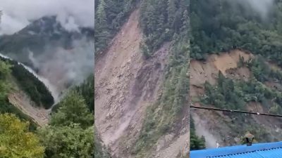 गोरखाको छेकम्पारमा ठूलो पहिरो, स्यारखोला केही समय थुनियो